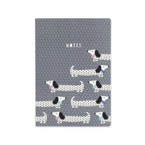 Sausage Dog A5 Deluxe Notebook - Grey