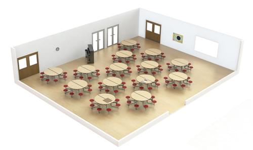 Round Mobile Folding Primary School Dining Table Maple With 8 Seats 685mm High Round Mobile Folding Primary School Dining Table Maple With 8 Seats 685mm High