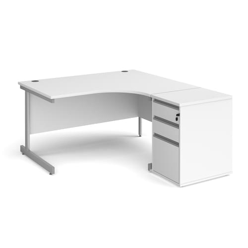 Contract 25 Cantilever Ergonomic Corner Desk with Desk High Pedestal