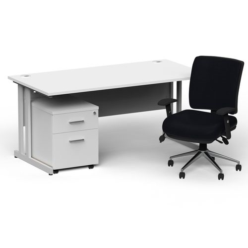 Impulse 1600/800 Cantilever Desk + Mobile Pedestal + Chiro Medium-Back Chair