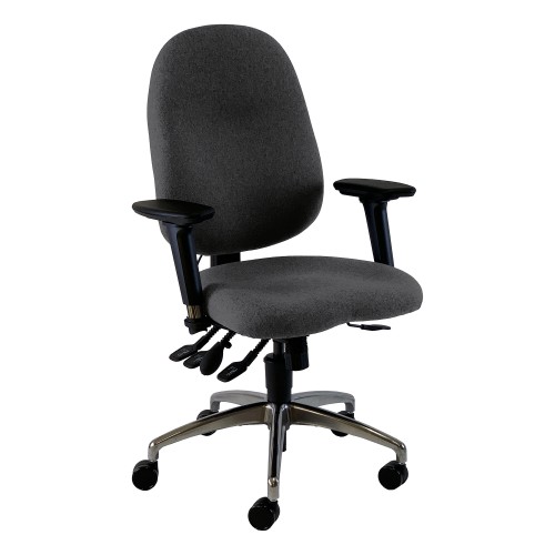 Uni 5 Ergonomic Task Operator Chair Paseo Grey Chrome Base Multi Function Arms