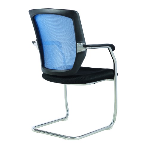 Anstey Medium Back Two Tone Designer Mesh Cantilever Visitor Chair with Sculptured Lumbar, Spine Support and Integrated Armrests Blue