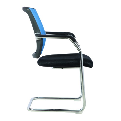 Anstey Medium Back Two Tone Designer Mesh Cantilever Visitor Chair with Sculptured Lumbar, Spine Support and Integrated Armrests Blue