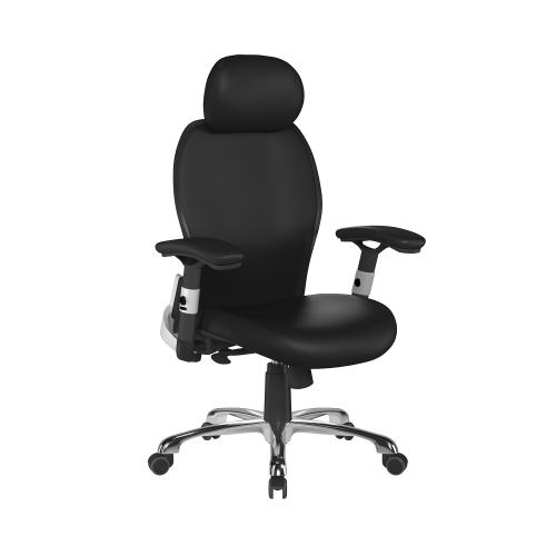 Willard Ergonomic Luxury High Back Executive Mesh Chair with Chrome Base Adjustable Arms Certified for 24 Hour Use Black Leather Effect PU