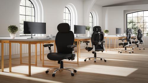 Willard Ergonomic Luxury High Back Executive Mesh Chair with Chrome Base Adjustable Arms Certified for 24 Hour Use Black Leather Effect PU