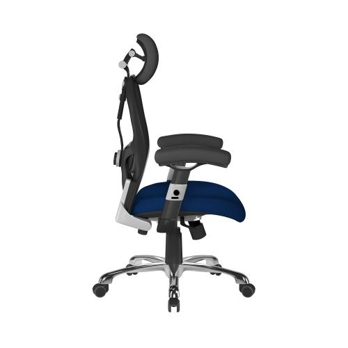 Willard Ergonomic Luxury High Back Executive Mesh Chair with Chrome Base Certified for 24 Hour Use - Coloured  seat pad Scuba/Blac