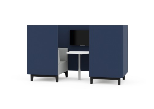 Fence Media Agile Co Working 2 Seater Booth Black Legs Stem