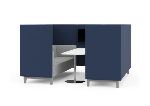 Fence Media Agile Co Working 6 Seater Booth Chrome Legs