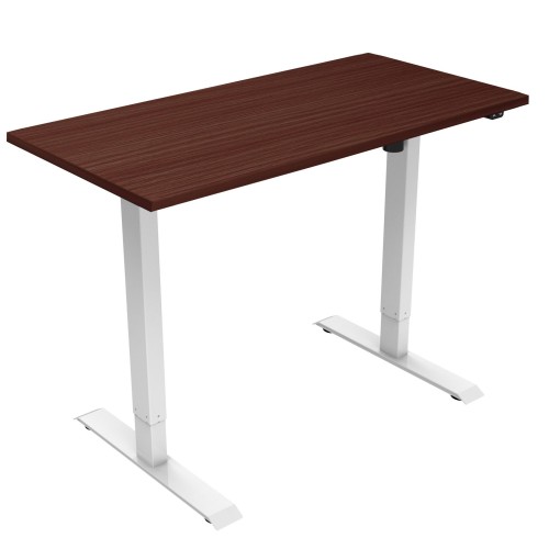 Darwin Single Motor Height Adjustable Desk White Frame Walnut Top 1400x800mm