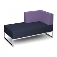 Nera modular soft seating double bench with left hand back and arm fully upholstered - made to order