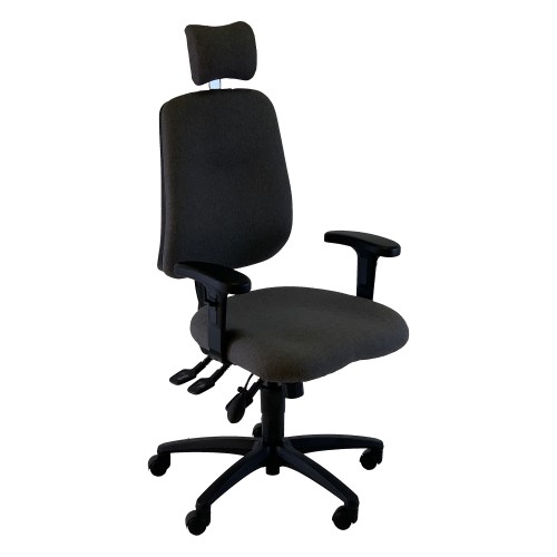 Uni 3 Ergonomic Task Operator Chair Xtreme Havana Black Fabric Height Adjustable Arms Headrest