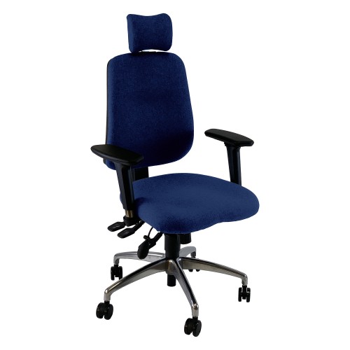 Uni 3 Ergonomic Task Operator Chair Scuba Blue Chrome Base Multi Function Arms Headrest