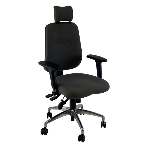 Uni 3 Ergonomic Task Operator Chair Havana Black Chrome Base Multi Function Arms Headrest