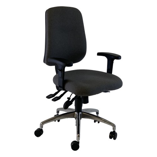Uni 3 Ergonomic Task Operator Chair Xtreme Havana Black Fabric Chrome Base Height Adjustable Arms