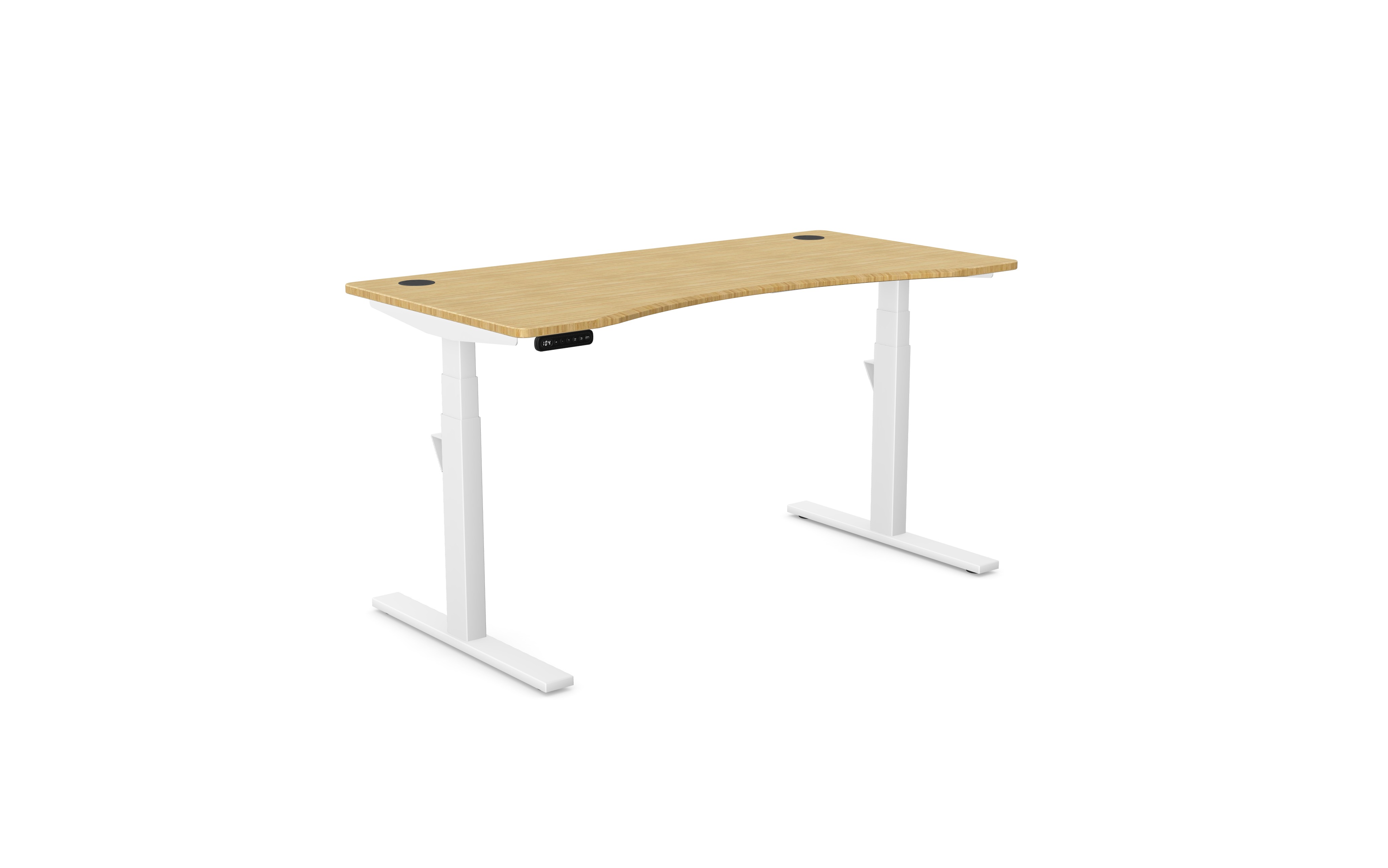 Leap Single Height Adjustable Desk 1400 x 700mm - Curved Bamboo top ...
