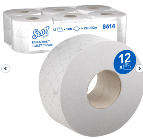 Scott Toilet Tissue 2 Ply Mini Jumbo White 200m (12 Rolls)