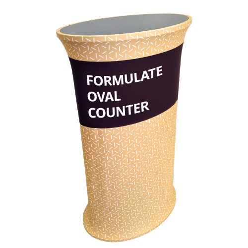 Oval Fabric Tube Counter Stand with Graphics