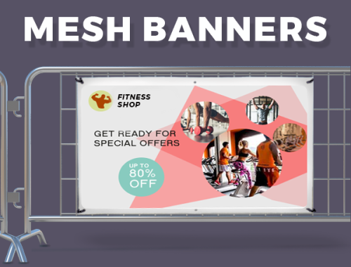Mesh 260gsm Banner with eyelets and hemmed 1500x500mm