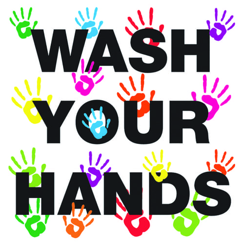 Wash Your Hands 200x200mm Sign Repositionable Self Adhesive Vinyl