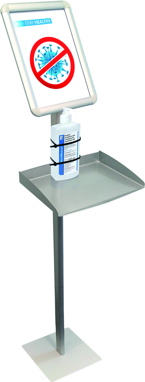 Information Display Stand with A4 Tray Format Silver