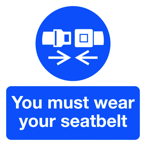 You Must Wear Your Seatbelt 50x50mm Self Adhesive Vinyl (Pack of 10)