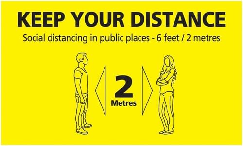 Social Distancing Keep Your Distance In Public Places Floor Sign 300x500mm Self Adhesive Vinyl