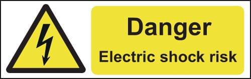 Danger Electric Shock Risk 50x150mm Self Adhesive Vinyl (Pack of 6)