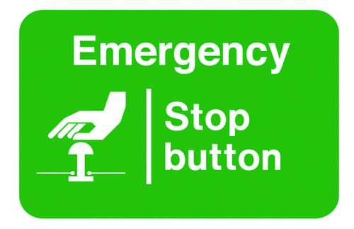Emergency Stop Button 58x90mm Self Adhesive Vinyl (Pack of 6)