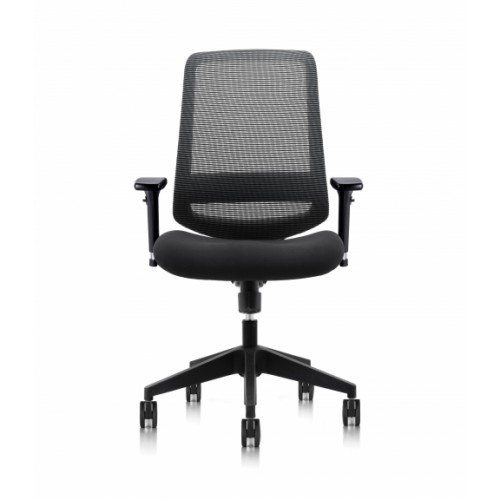 C19 Series Synchronised Mechanism Black Soft Weave Back & Upholstered Seat Chair with 3D Adjustable Arms