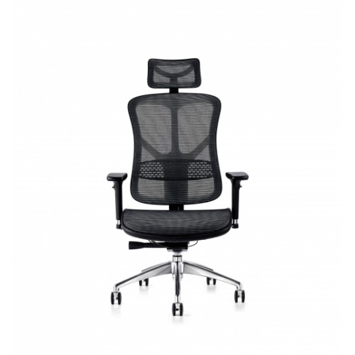 F94 101 Series Ergonomic Synchronised Mechanism Black Soft Weave Back & Seat Chair with Ergonomic Head Rest & 3D Adjustable Arms