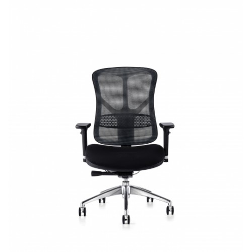 F94 101 Series Ergonomic Synchronised Mechanism Black Soft Weave Back & Upholstered Seat Chair with 3D Adjustable Arms