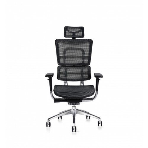 i29 Ergonomic Polished Knee Tilt Mechanism Black Soft Weave Back & Seat Chair with Ergonomic Head Rest & 4D Adjustable Arms