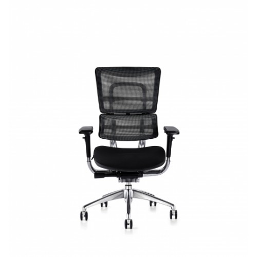 i29 Ergonomic Polished Knee Tilt Mechanism Black Soft Weave Back & Upholstered Seat Chair with 4D Adjustable Arms