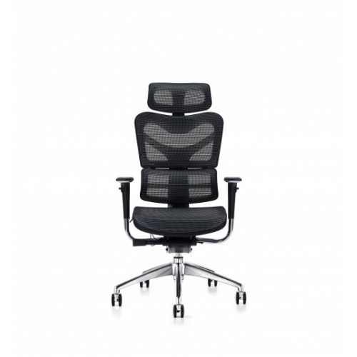 V46 Ergonomic Synchronised Mechanism Black Soft Weave Back & Seat Operators Chair with Executive Headrest & 3D Adjustable Arms