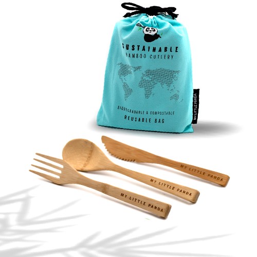 Reusable Bamboo Cutlery - Set of 12 - Aquamarine