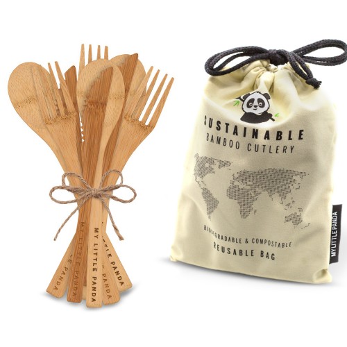 Disposable Bamboo Cutlery for events 100-Ivory