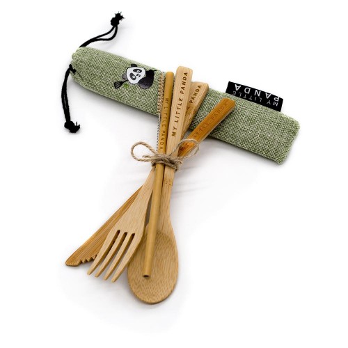Compact Bamboo Cutlery Set - Forest Green