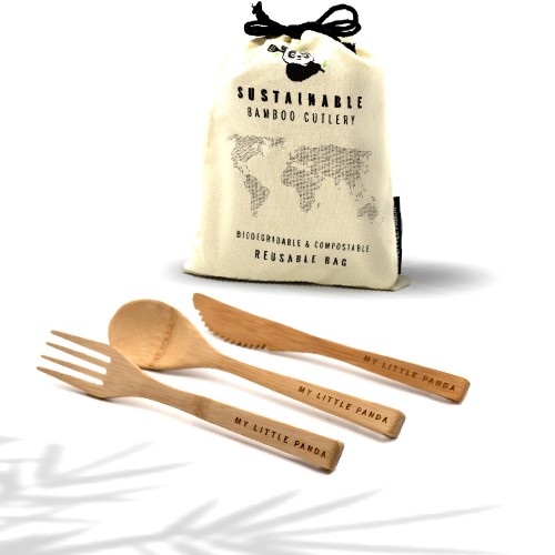 Reusable Bamboo Cutlery - Set of 12 - Ivory