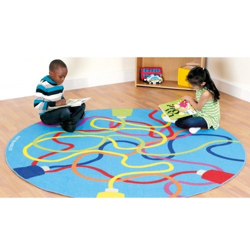 School Decorative Colour Tubes Carpet 2x2m Durable Tuf-loop & Anti-skid Safety Backing