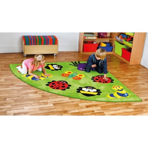 School Back to Nature Bug Corner Placement Carpet 2x2m Heavy Duty Tuf-pile & Anti-skid Safety Backing