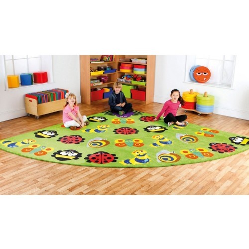 School Back to Nature Corner Bugs Carpet 3x3m Heavy Duty Tuf-pile & Anti-skid Safety Backing