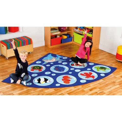 School Under the Sea Corner Placement Carpet 2x2m Heavy Duty Tuf-pile & Anti-skid Safety Backing