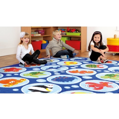 School Under the Sea Rectangular Placement Carpet 3x2m Heavy Duty Tuf-pile & Anti-skid Safety Backing