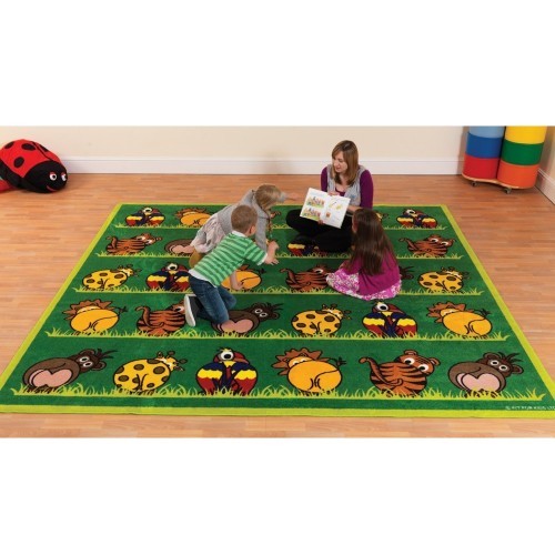 School Town & Country Zoo Animals Placement Carpet 3x3m Heavy Duty Tuf-pile & Anti-skid Safety Backing
