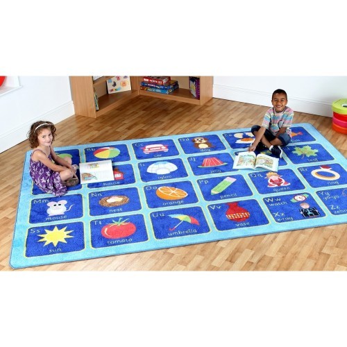 School Alphabet Carpet 3x2m Heavy Duty Tuf-pile & Anti-skid Safety Backing