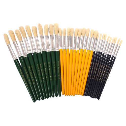 School Paint Brushes Round Tip Assorted Sizes (10 each of 8,12,18) [Pack 30]