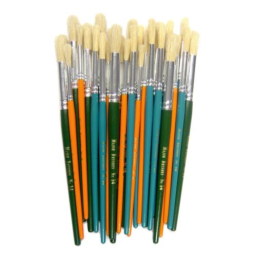 School Paint Brushes Round Tip Assorted Sizes (10 each of 8,10,14) [Pack 30]