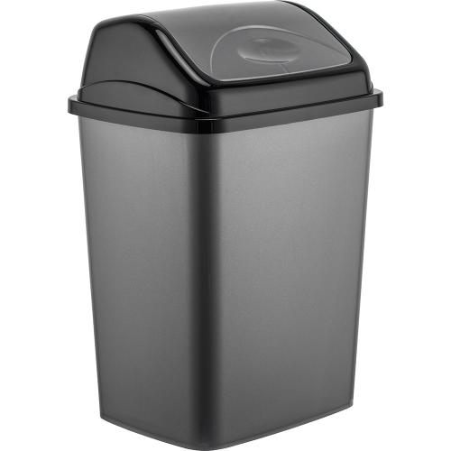 School Swing Bin 50 Litre Silver Grey 400x330x665mm [Pack 1]