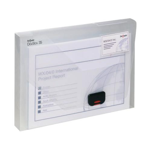 School Document Box Portfolio Case Polypropylene 35mm Capacity A4 Clear [Pack 1]