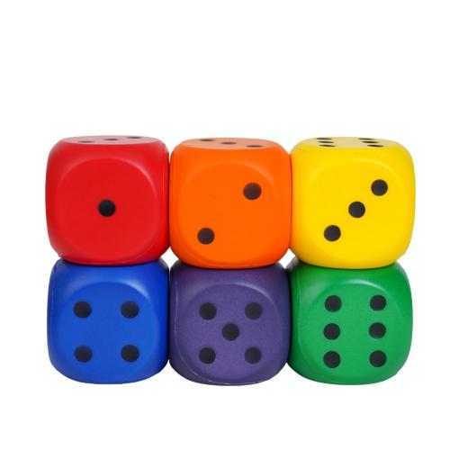 School Soft Foam Dice Jumbo Rainbow [Pack 6]